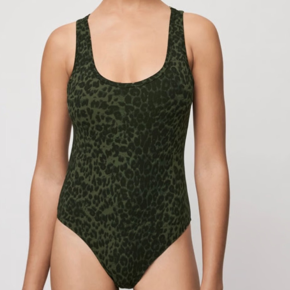 NWOT Maje and Varley Tallulah All In One Green Leopard Bodysuit